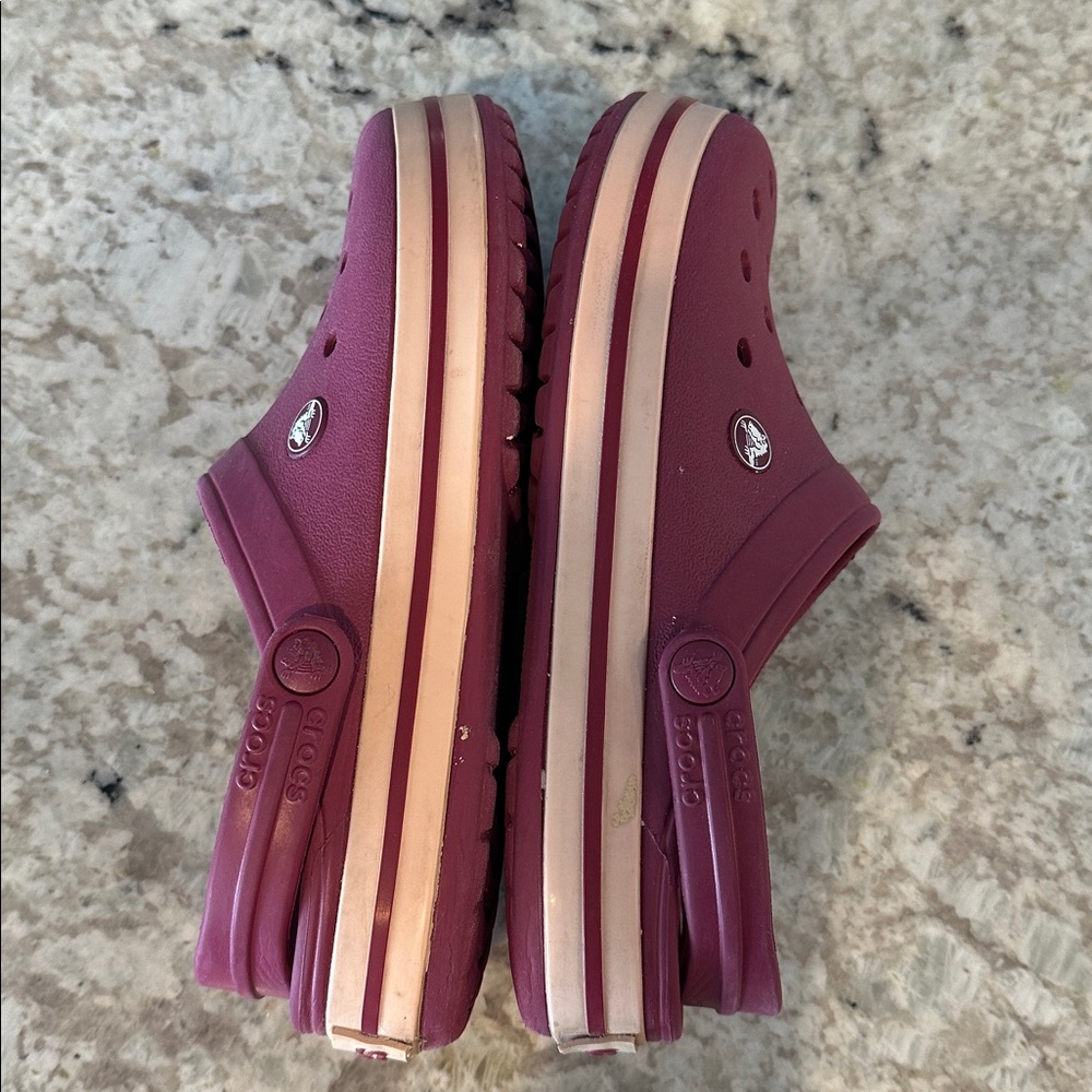 CROCS Crocband Clogs Maroon Red Tan Men 6 Women 8 - Picture 4 of 5